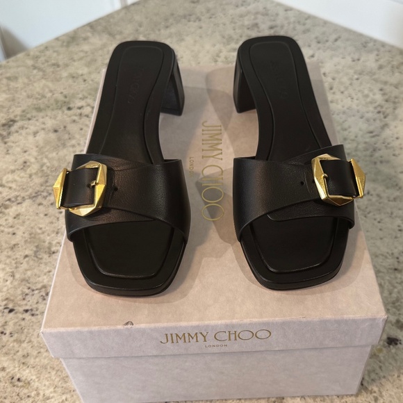 Jimmy Choo Hawke 40 Black Mule Size 38.5 - Picture 2 of 7